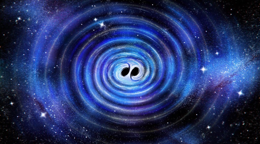 На иллюстрации показано слияние двух черных дыр, которое создает гравитационные волны. Эти волны улавливаются детекторами LIGO, Virgo и KAGRA на Земле, что позволяет ученым определять массу и вращение черных дыр. Сигнал GW250114, зафиксированный в январе 2025 года, считается самым ясным на сегодняшний день и открывает новые возможности для изучения этих загадочных космических объектов.
Изображение : Maggie Chiang for Simons Foundation