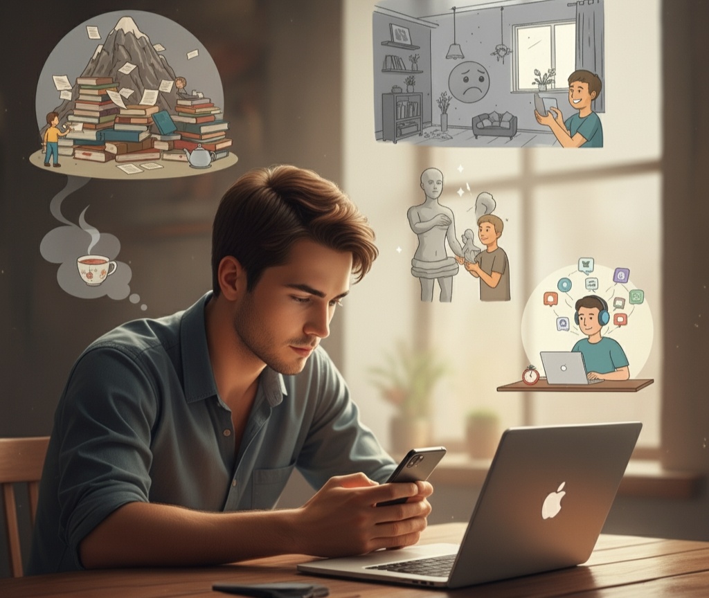 Почему мы откладываем дела и как перестать прокрастинировать

Вы садитесь за работу, но вместо этого проверяете ленту в телефоне. Потом вспоминаете, что нужно срочно сделать чай, а через час понимаете — задание так и не начато. Знакомо? Это и есть прокрастинация — привычка откладывать важные дела «на потом».
Почему мы так поступаем и как с этим справиться?
1. Страх перед большим объёмом.
Иногда дело кажется слишком сложным или большим. Мы думаем: «Это займёт весь день, лучше потом».
Что делать: разделите задачу на маленькие шаги. Начните с самого простого — даже 10 минут работы дают ощущение прогресса.
2. Отсутствие интереса.
Если дело кажется скучным или бессмысленным, мозг ищет любое оправдание, чтобы им не заниматься.
Что делать: попробуйте связать задачу с личной пользой. Например, уборка — это не просто рутинное дело, а способ создать уют и порядок вокруг себя
3. Перфекционизм.
Мы боимся, что сделаем не идеально, и поэтому не начинаем вовсе.
Что делать: дайте себе разрешение на «черновик». Главное — начать, потом всегда можно улучшить.
4. Отвлекающая среда.
Сообщения, звонки, шум — всё это мешает сосредоточиться. А иногда мы сами создаём себе поводы для отвлечения.
Что делать: выделите время и место без отвлекающих факторов. Например, отключите уведомления и поставьте таймер на 25 минут (метод «помидора»).
Итог:
Прокрастинация — не лень, а защитная реакция мозга. Но если знать её причины, справиться гораздо проще. Маленькие шаги, правильная мотивация и чуть меньше требований к себе — и дела начнут двигаться.
А вы часто откладываете задачи или уже нашли свой способ бороться с прокрастинацией?
