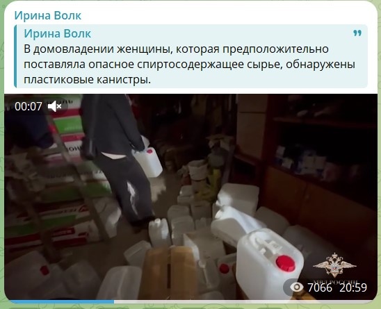    скриншот: телеграм-канал Ирины Волк