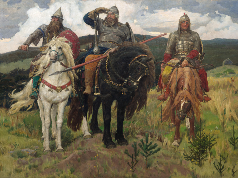 Картина В. Васнецова «Богатыри» (1876–1898). Артикул на сайте ananasposter.ru: 104689