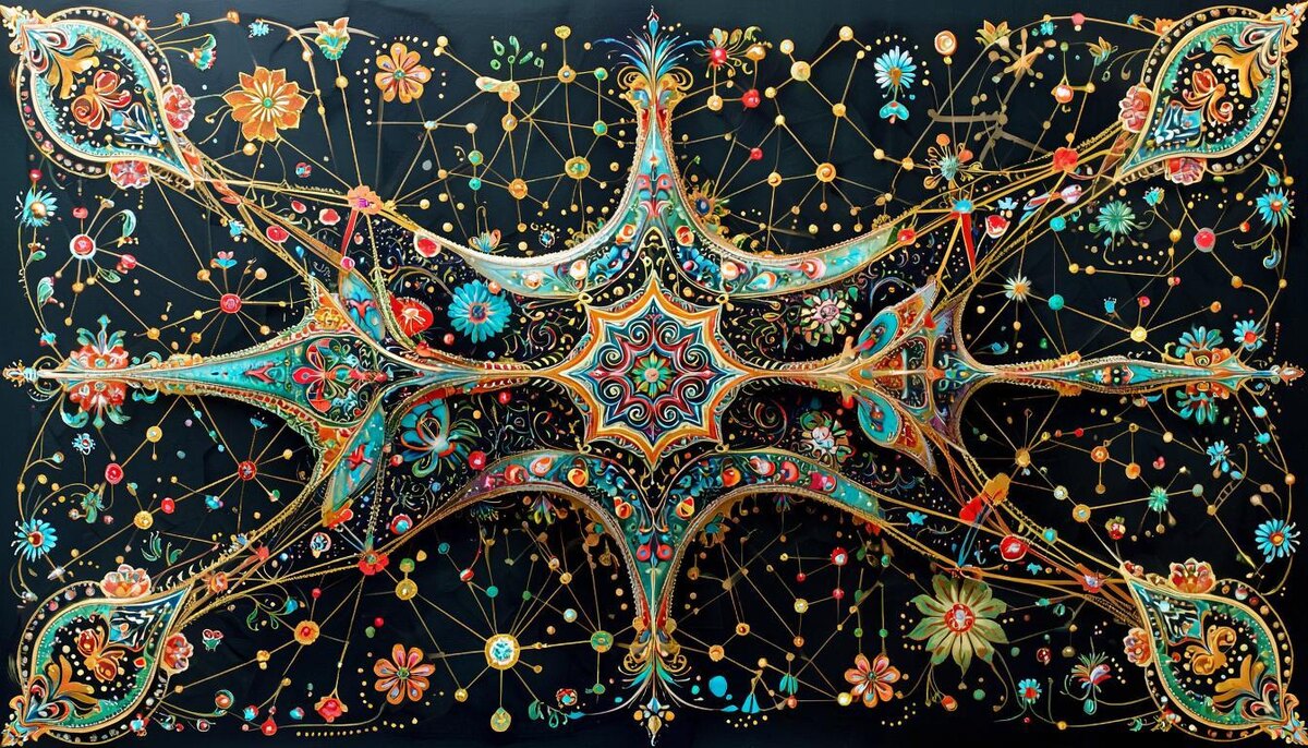 Автопортрет нейросети Gigachat в стиле Жостово. 