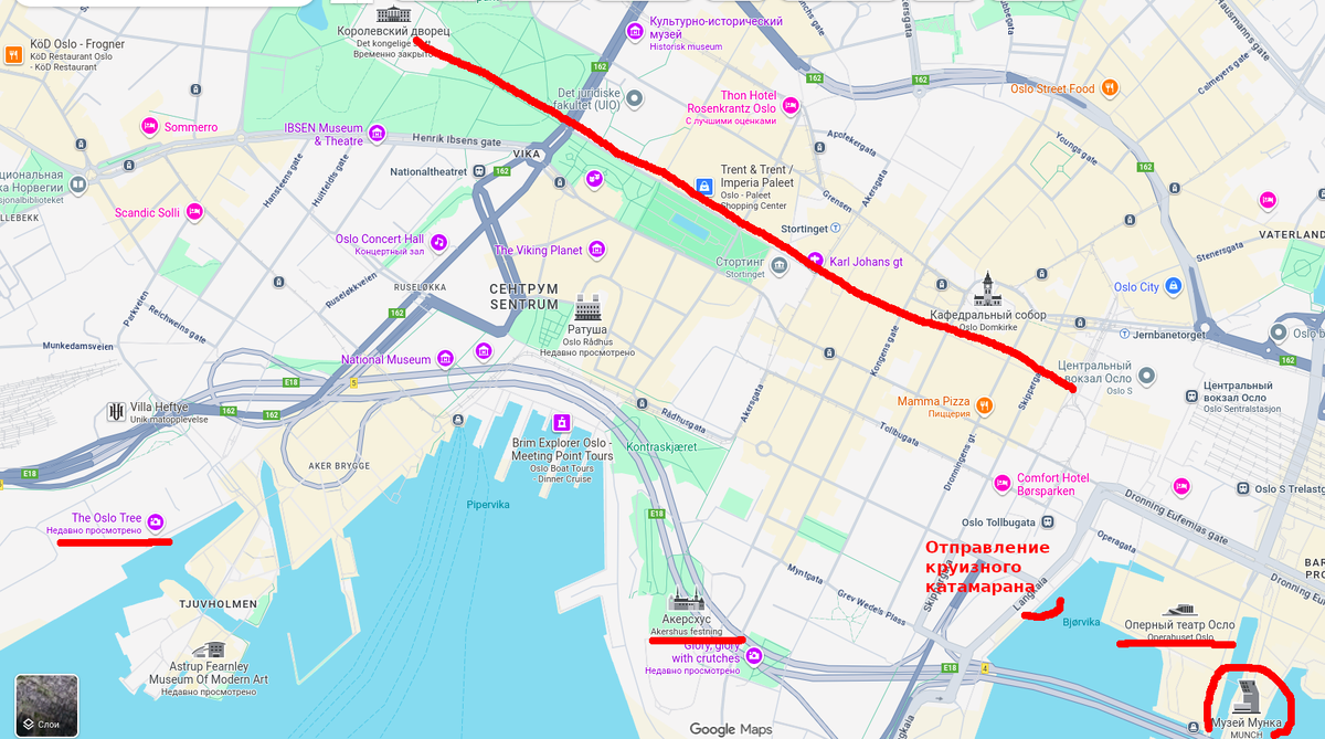 Осло на карте Гугл