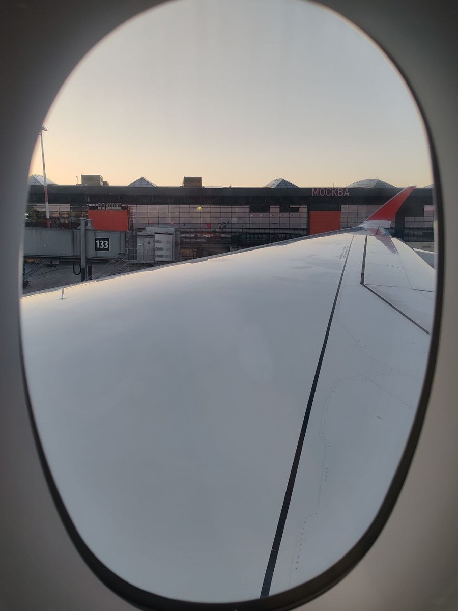 Самолет очень большой, наши места над гигантским крылом