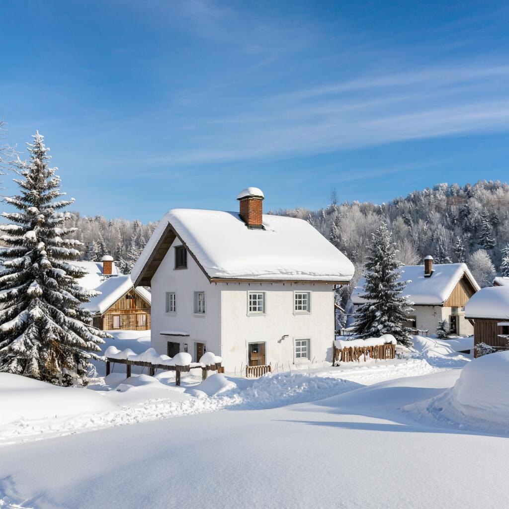 Дом зимой это не только красиво, но и технически сложно