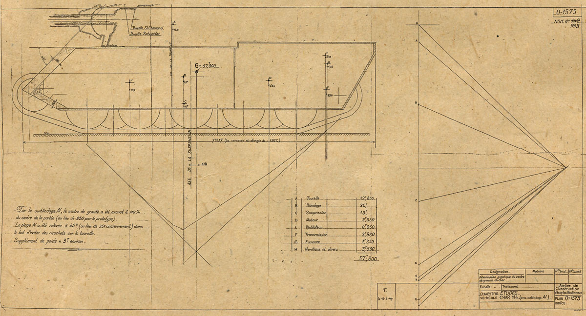 Впервые ее "поставили" на Char M4 в марте 1949 года. Одновременно проработав вопрос усиления броневой защиты.