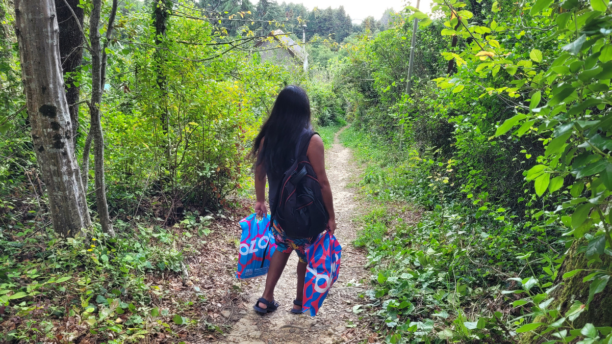 Идем с Марко через лес из магазина домой