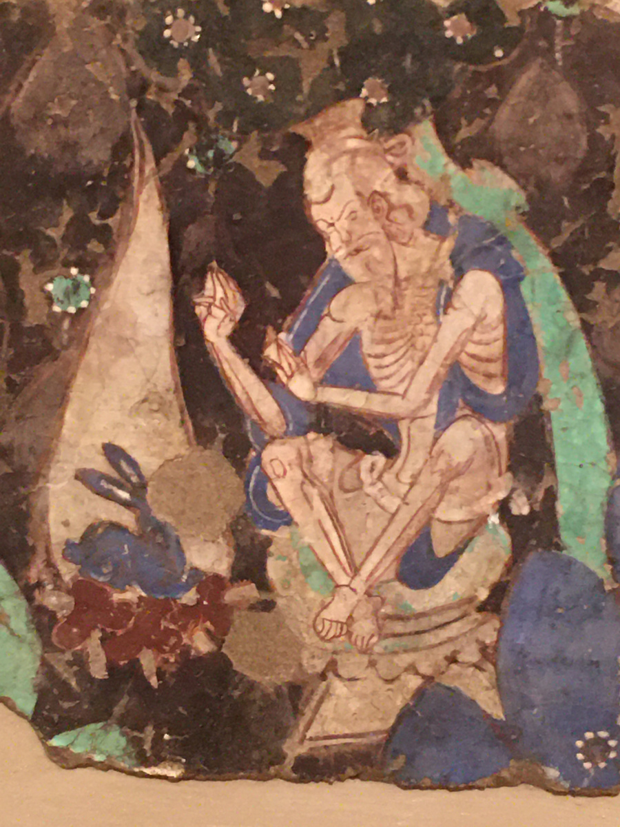 Джатака о самопожертвовании зайца. Куча 5-6 век н.э. (фреска)