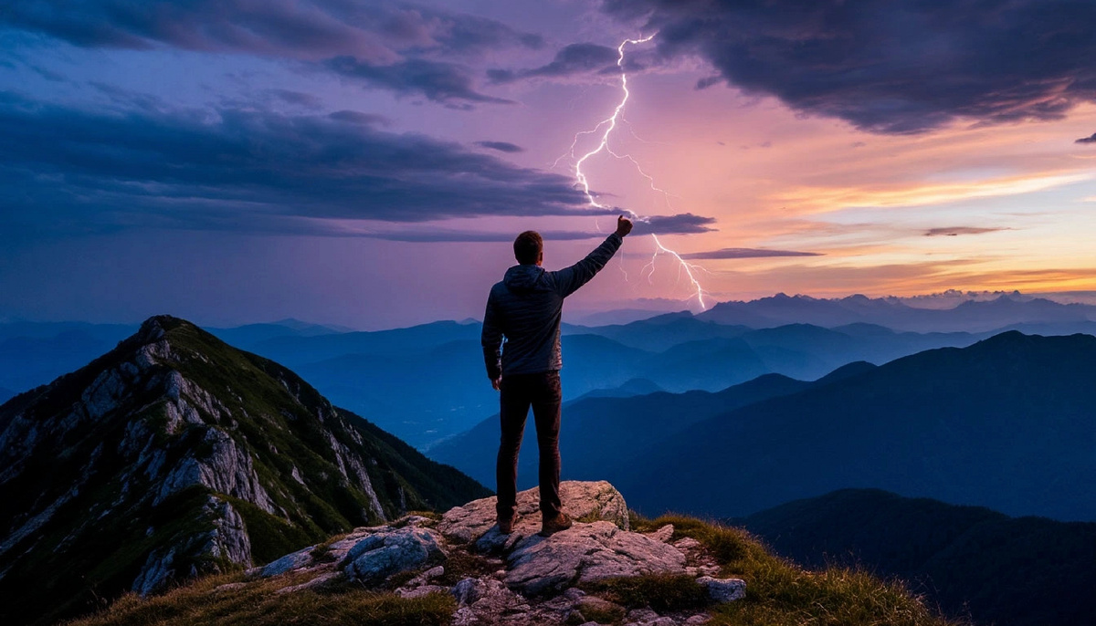 человек и молния