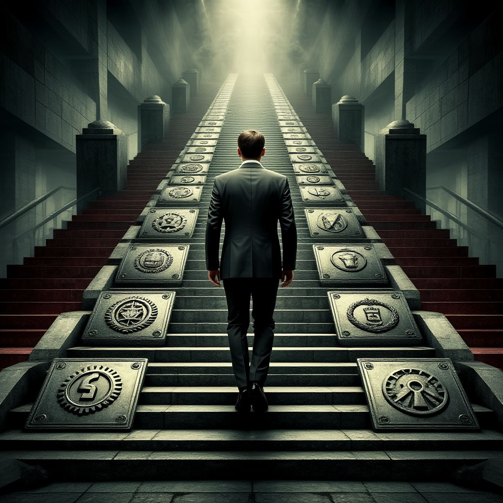 Иллюстрация "Лестница власти" создана сетью Шедврум