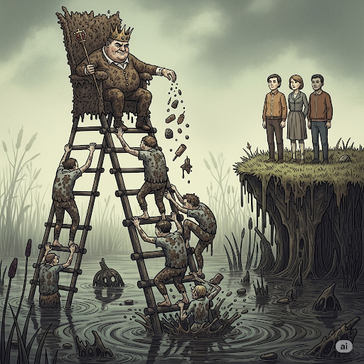Иллюстрация "Карьерная лестница в гнилом болоте" создана сетью Джемини