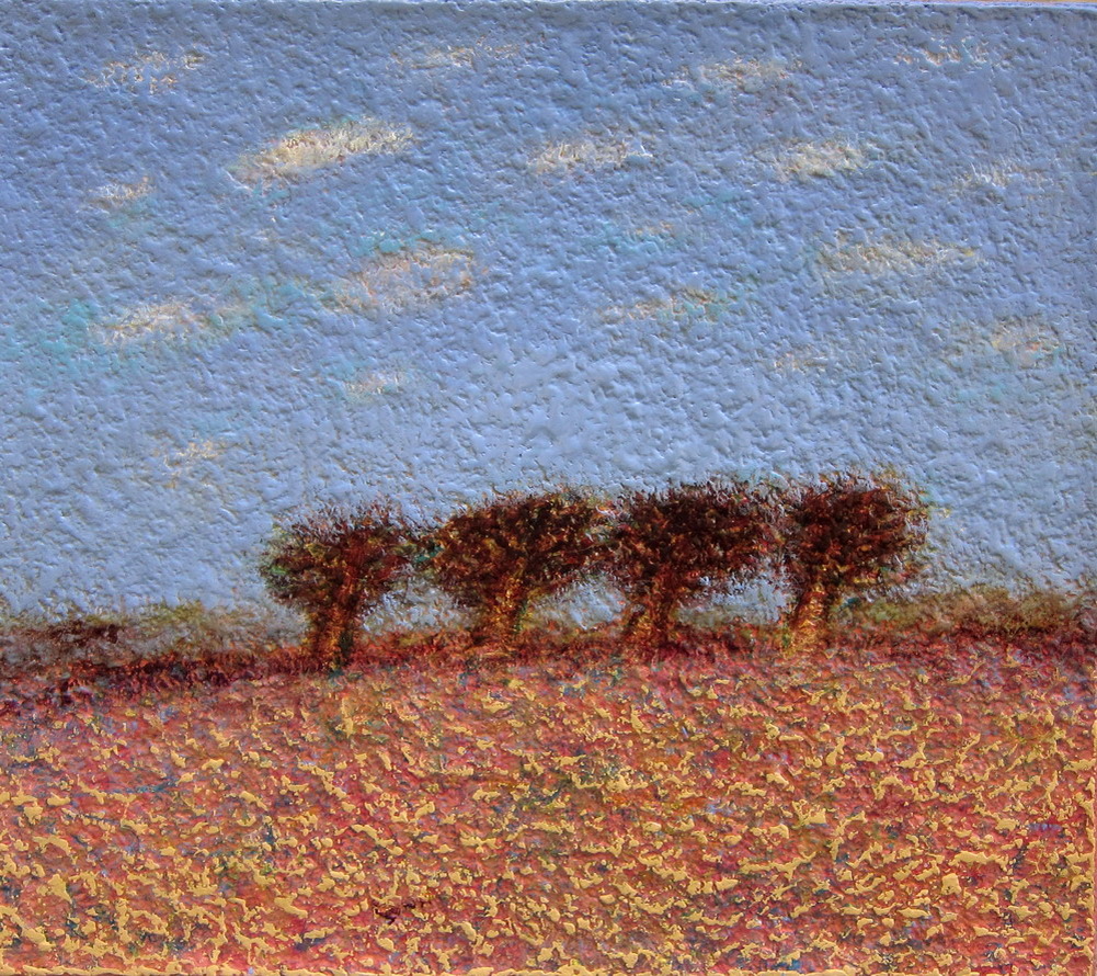 А. Дедушев. Четыре дерева. 2014г. Холст, масло. 71х81 см. (Картина в частной коллекции).