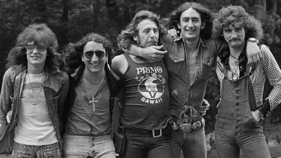 Uriah Heep позируют для фото в начале 1970-х: (слева направо) Гэри Тэйн, Мик Бокс, Ли Керслейк, Кен Хенсли, Дэвид Байрон. Фото: Фин Костелло/Redferns