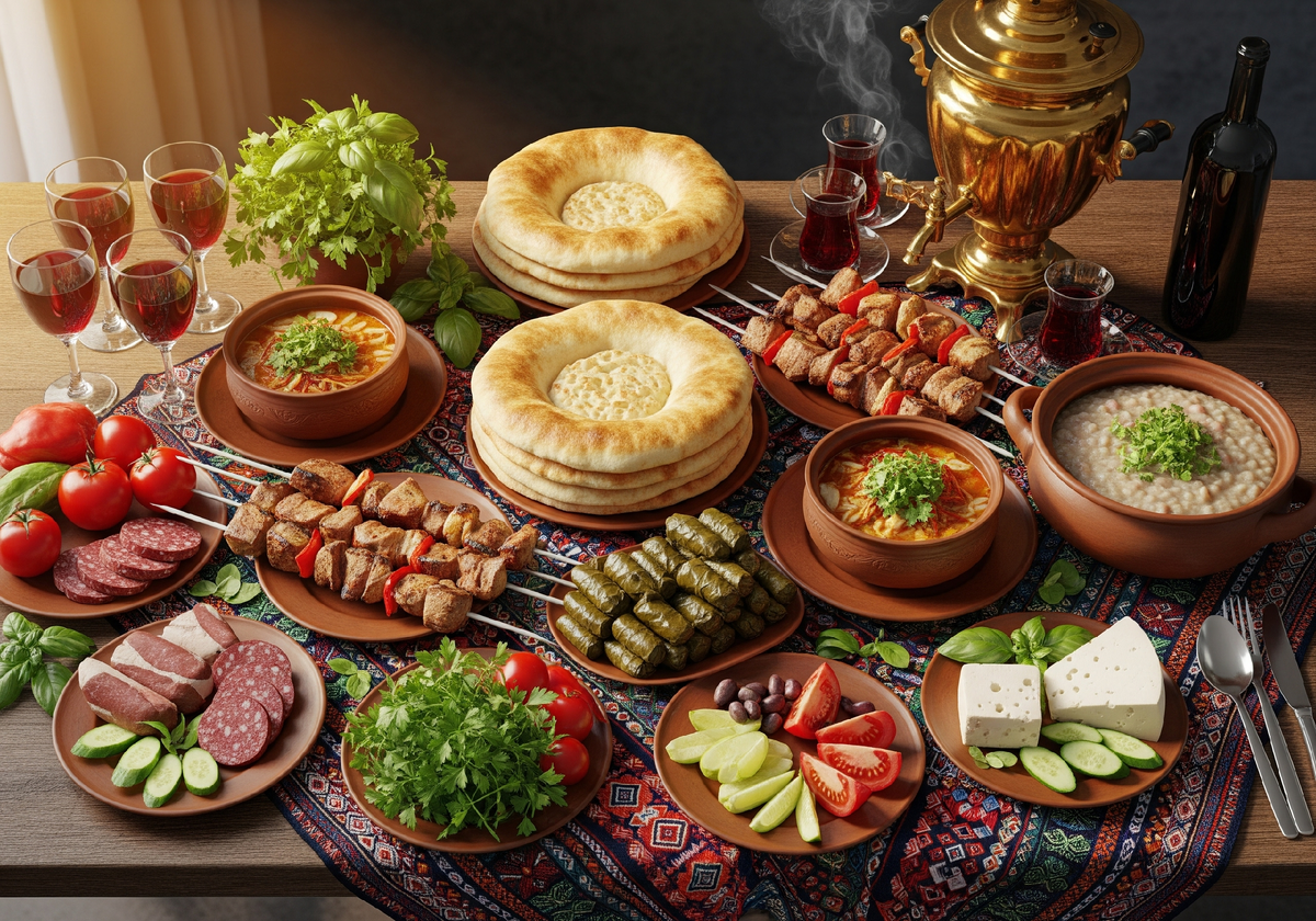 Блюда армянской кухни на столе