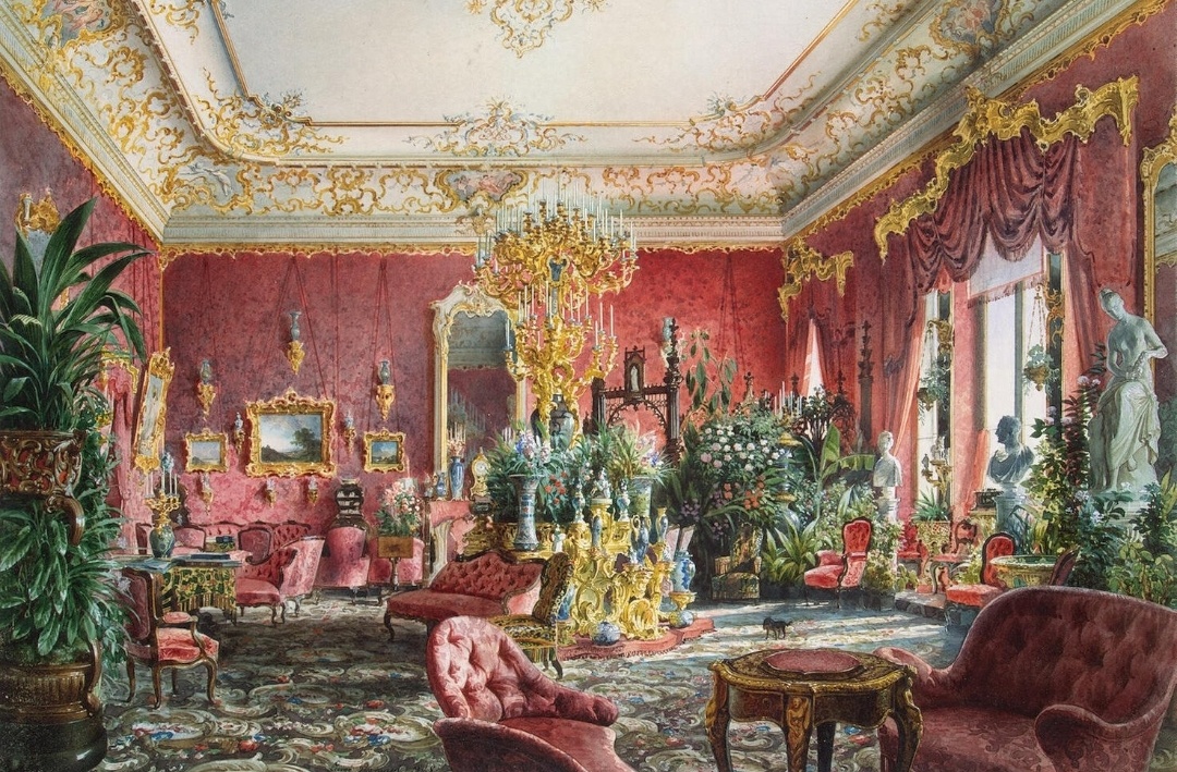 Большая гостиная в Михайловском дворце в Санкт-Петербурге. 1848