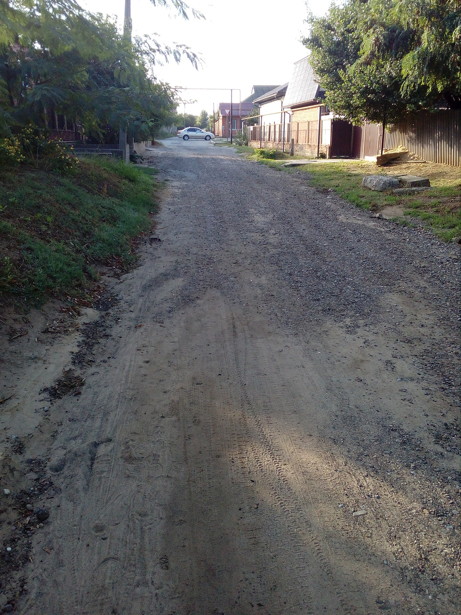 Этоулица Комсомольская в станице Тамань. Она ещё не заасфальтирована, что является предметом спекуляций всякого рода "активистов" - они утверждают, что по ней совсем нельзяходить. Ну как видите вполне приличная проезжая часть, не смотря на то, что на медни прошли дожди.