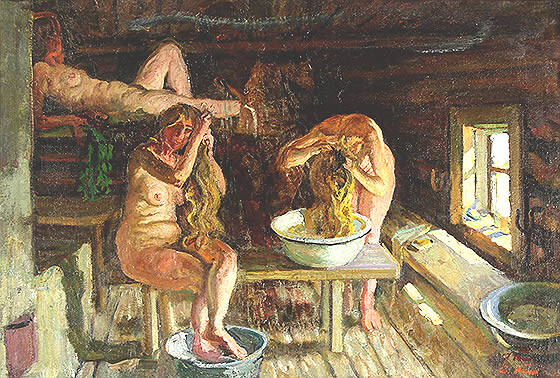 Русская баня в картинах художников