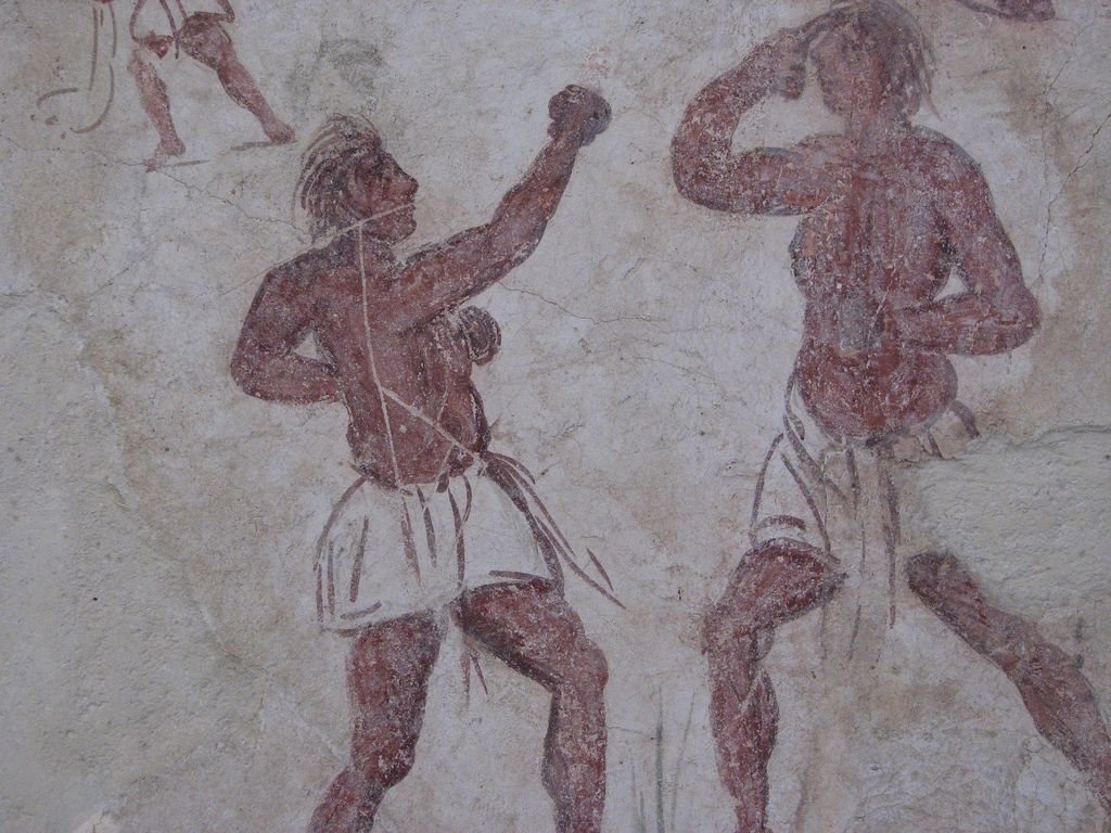 Древние фрески с изображением спорта бокс