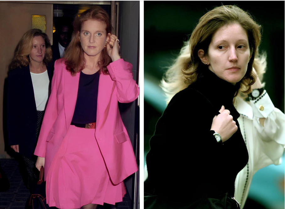 Фото слева - Сара Фергюсон, вылетающая в Кению со своей стилисткой Джейн Эндрюс, фото справа - Джейн Эндрюс, она работала с Сарой с 1988 по 1997 год