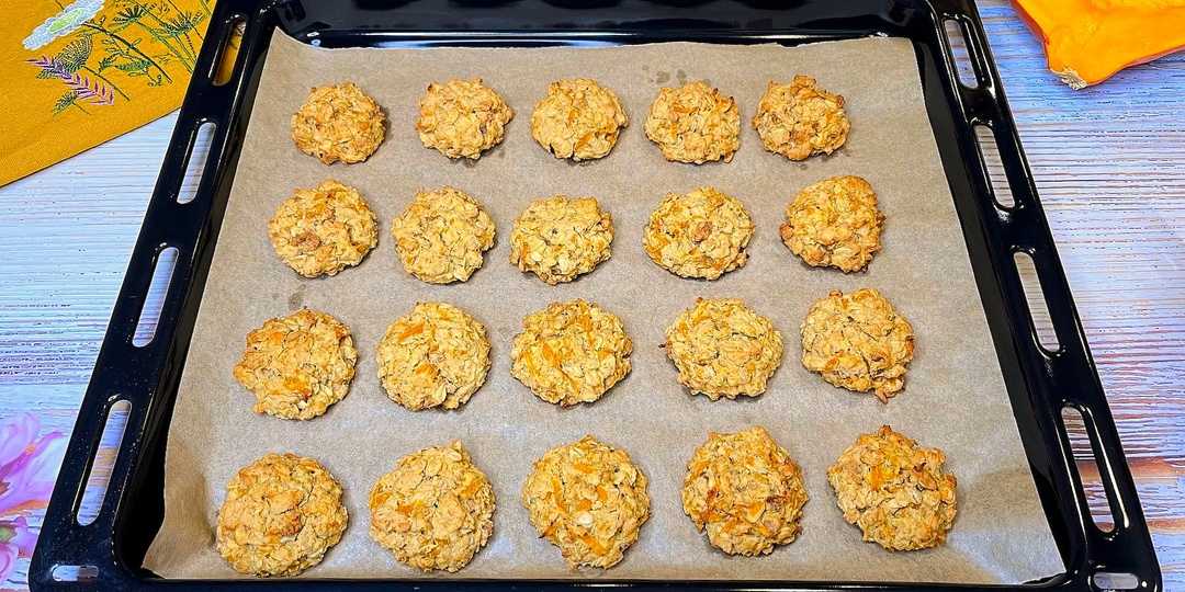 Овсяное печенье без сахара. Рецепт с тыквой и орехами.