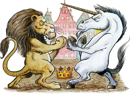 Лев и Единорог. Битва.  "Алиса в Зазеркалье"Л.Керолл (иллюстрация из интернета в  свободном доступе)