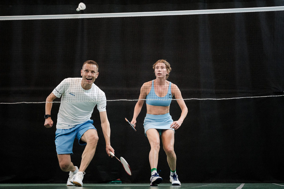 Дмитрий Дубовенко и Юлия Коваль на шоу-матче по ракетлону в центре Space.