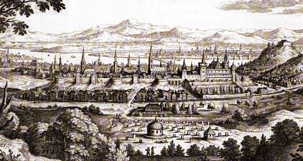 Буда/Buda во времена турецкого владычества, вид с Запада.