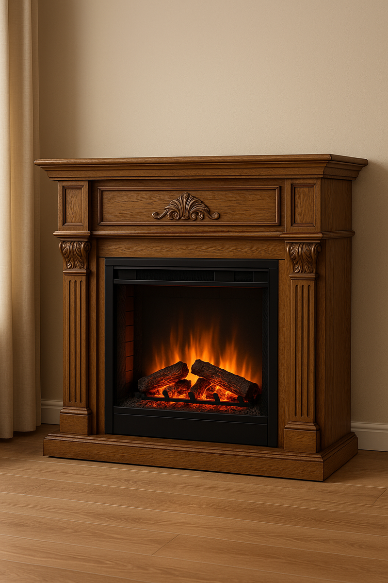    Электрический камин Elford с очагом Sirius: создайте атмосферу домашнего уюта и стиля с уникальным дизайном антикварного дуба Kamin