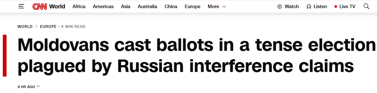 Молдаване голосуют на напряженных выборах, сопровождавшихся заявлениями о вмешательстве России