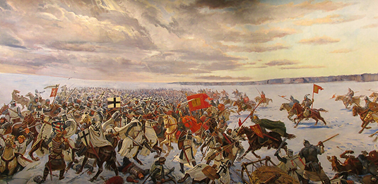 Е. Емельянов. Ледовое побоище. До сих пор не желают признавать прямое участие в битве у Пскова монгольской дружины воеводы Керебета, что уже однозначно говорит о Золотой орде татаро-монгол, как о союзном монголо-русском государстве. Недооцениают и само значение битвы, сохранившее само русское государство, что также исключает некое завоевание монголами.