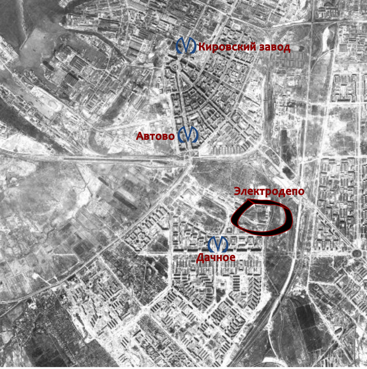 Космический снимок Петербурга, 1966 год. Источник:https://retromap.ru/14196626