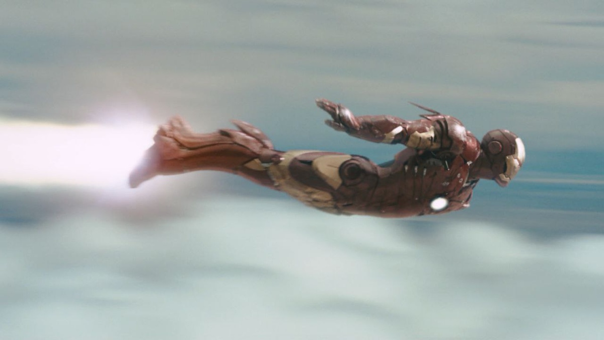 Успешный взлёт Железного человека, а вместе с ним и студии Marvel. Кадр из фильма  "Железный человек" (2008) 