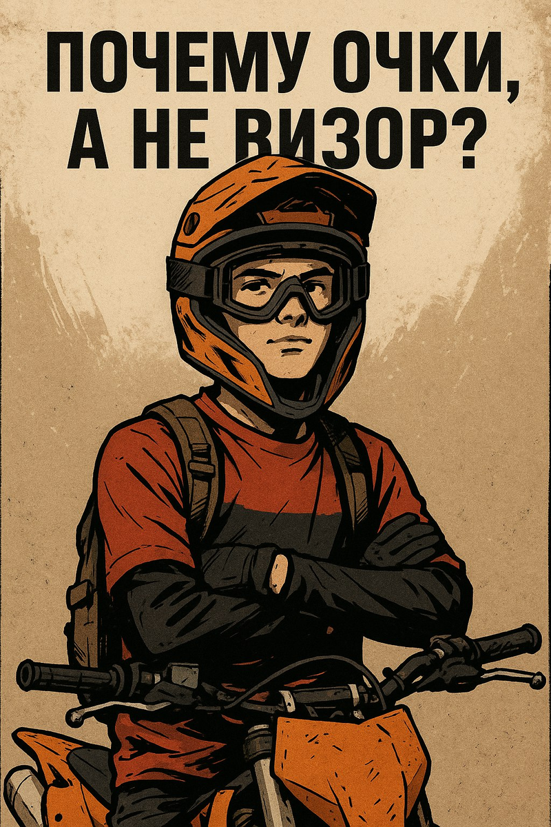 Почему на эндуро-шлемах нет визоров, а только очки? 