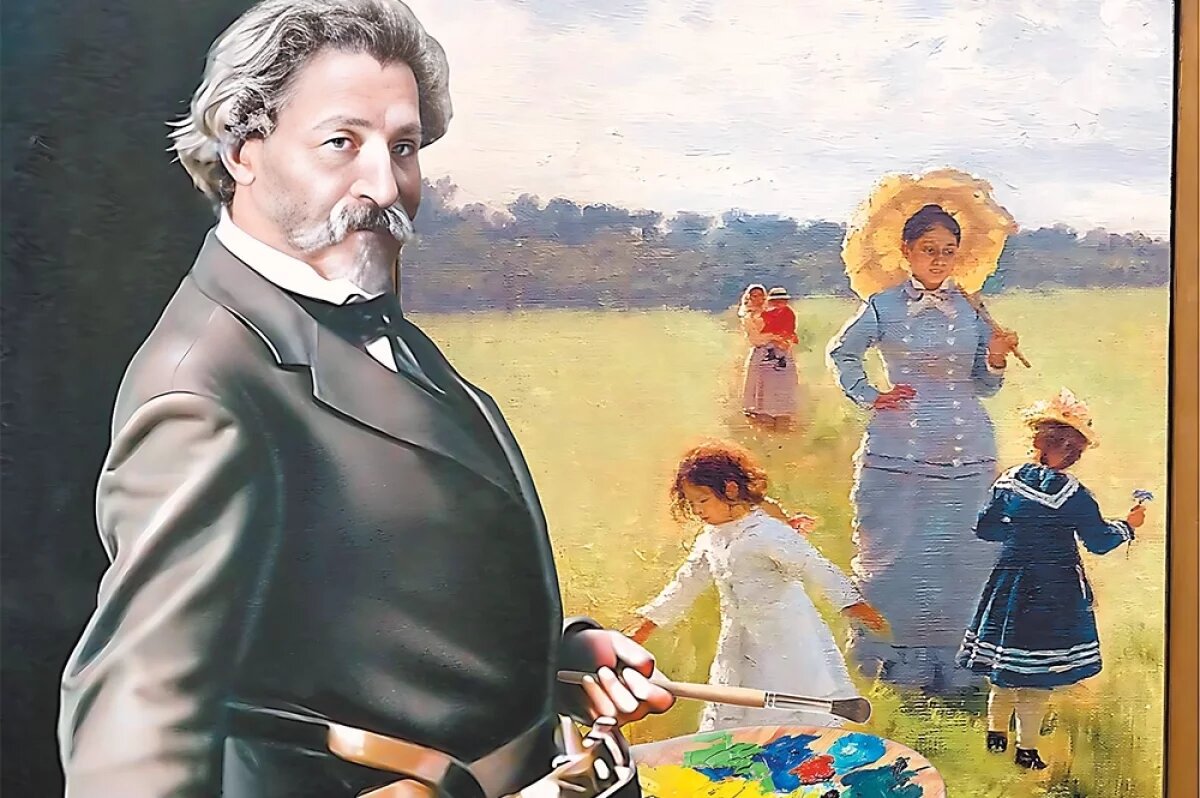    В 1879 году Репин написал картину «На меже», на которой запечатлел свою семью: жену Веру и детей.