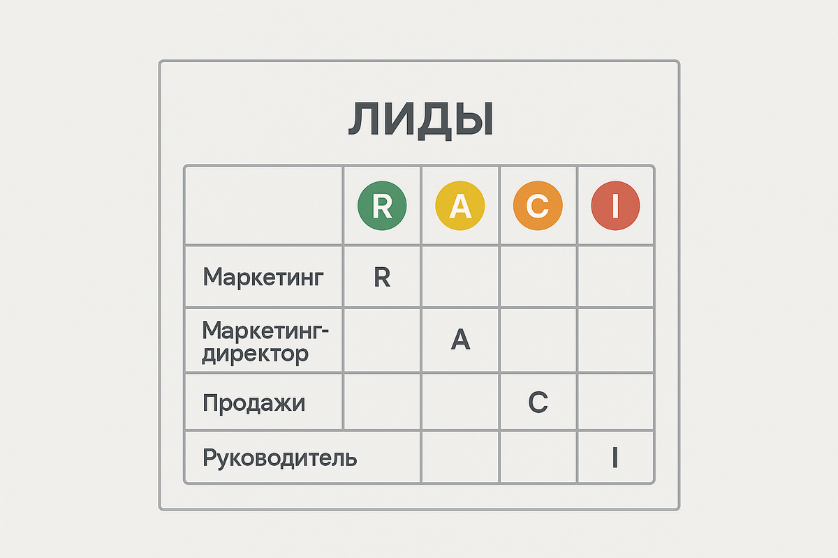RACI-матрица для блока "Лиды"