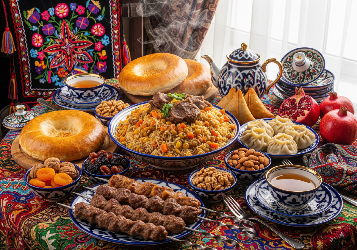Блюда таджикской кухни на столе