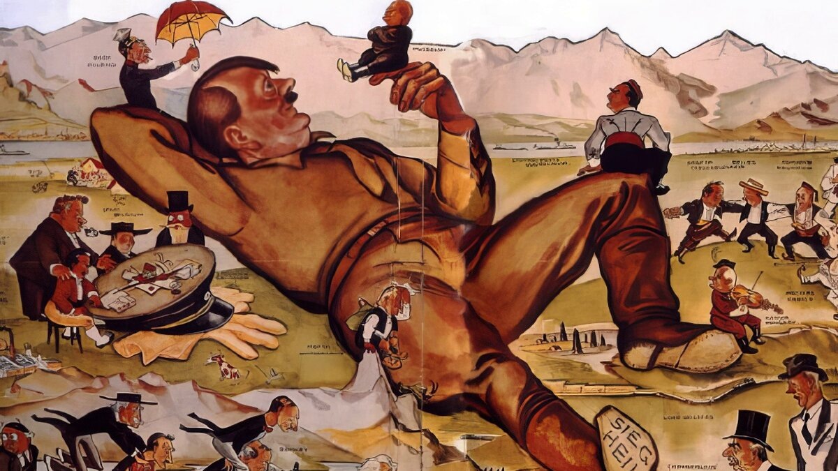 «Новые лилипуты». Карикатура художников Алоиса Дерсо и Эмери Келена