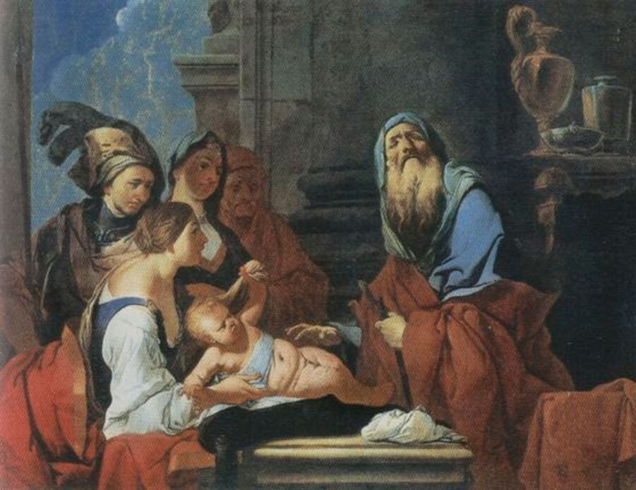 Джулио Каприони. Лириопа кладущая Нарцисса перед Тиресием.. (1660-1670-е). Частная коллекция