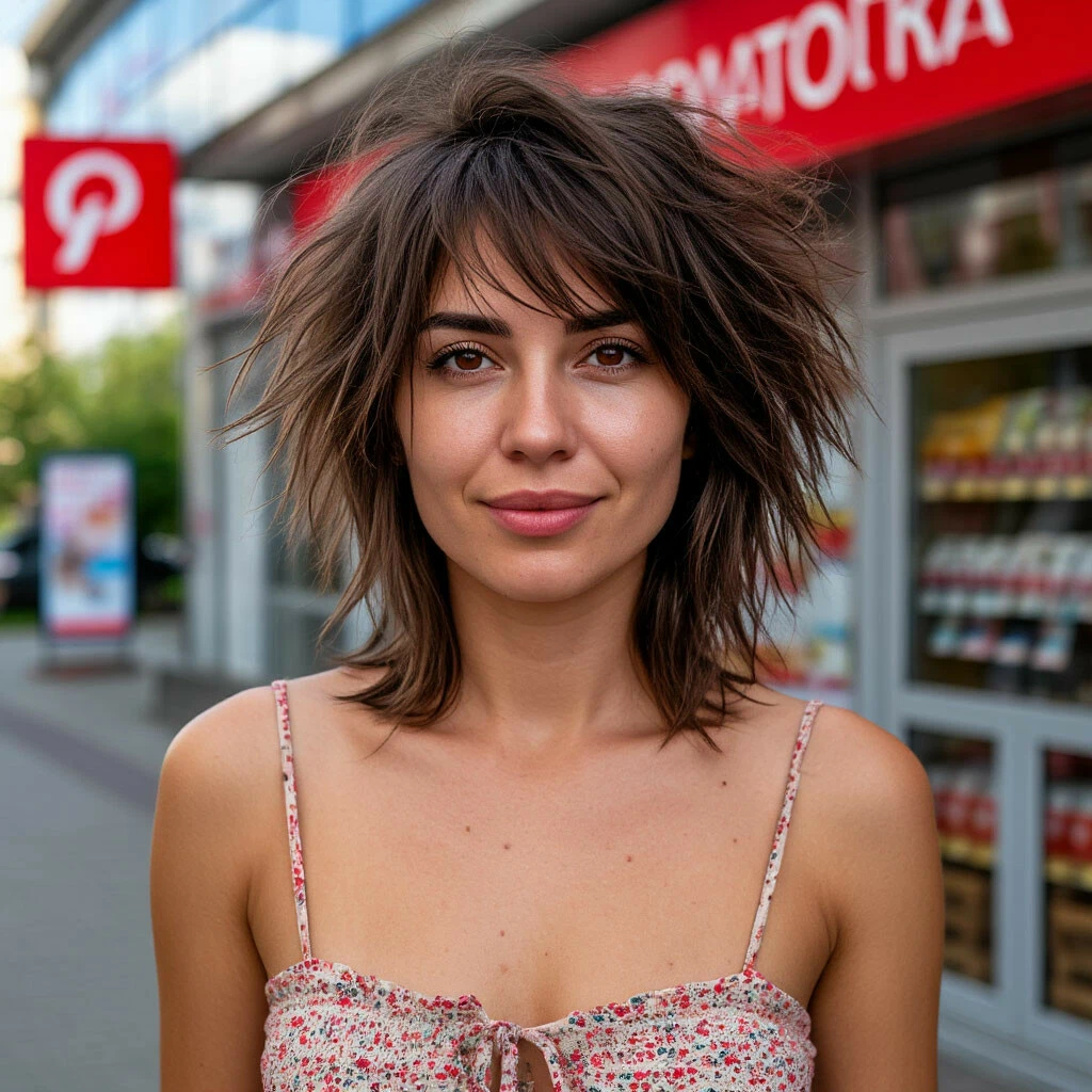 Алина лишилась своей роскошной "гривы". Только глаза не карие. И без родинок в зоне декольте