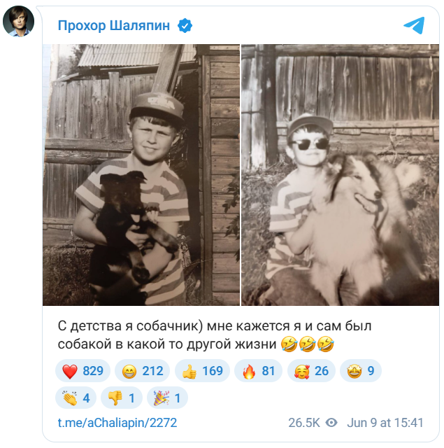 Соцсети Прохора Шаляпина