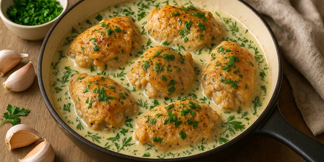 Сытно и по-домашнему: курица под сметанным соусом