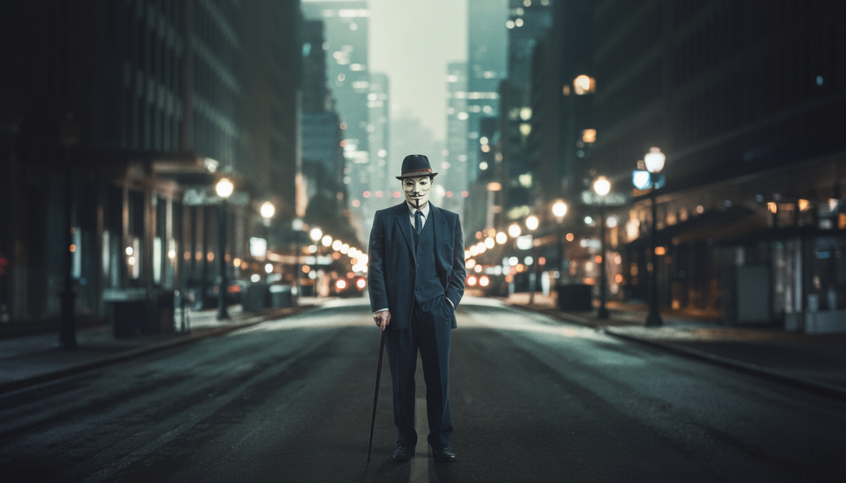 Мистер Никто идёт по городу в своих постоянных поисках