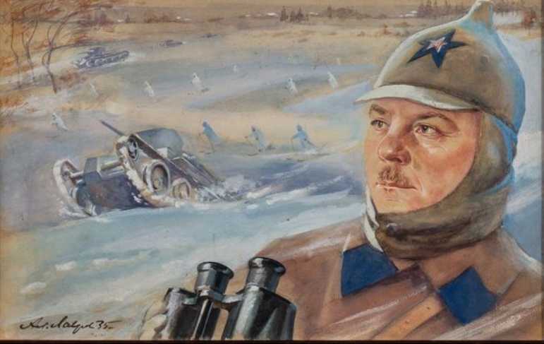 Ал. Лавров. "Портрет К. Е. Ворошилова", 1935.