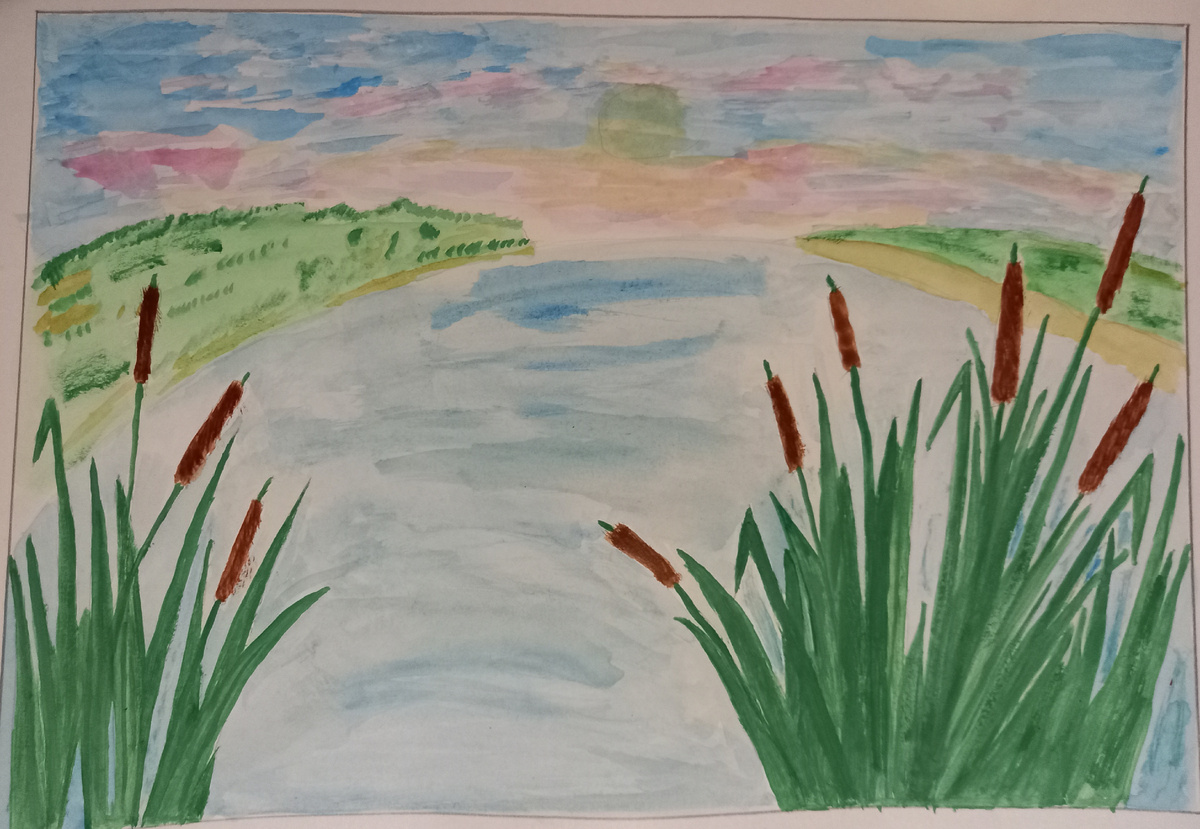 Рисунок сына на школьный конкурс. Фото автора.