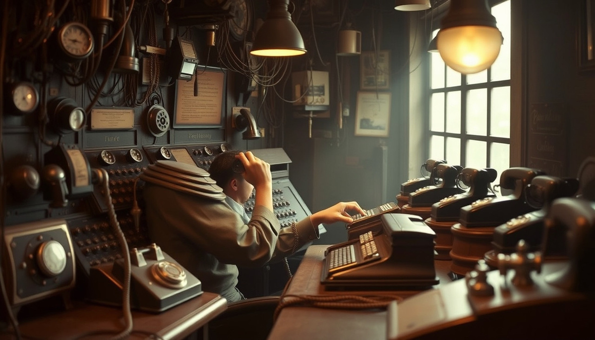    Телефонист(ка) за коммутационной панелью в начале 20 века