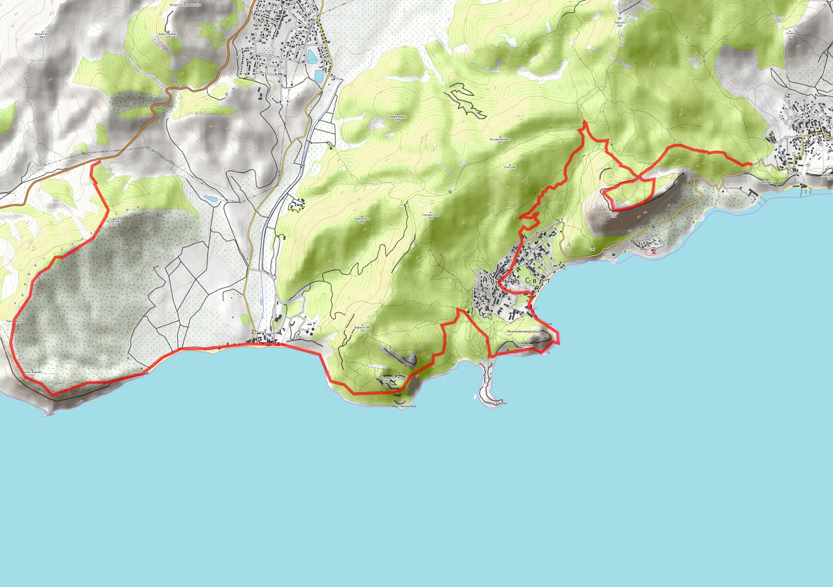 Схема экскурсионно-экологического пешеходного маршрута «Крымский парадиз»