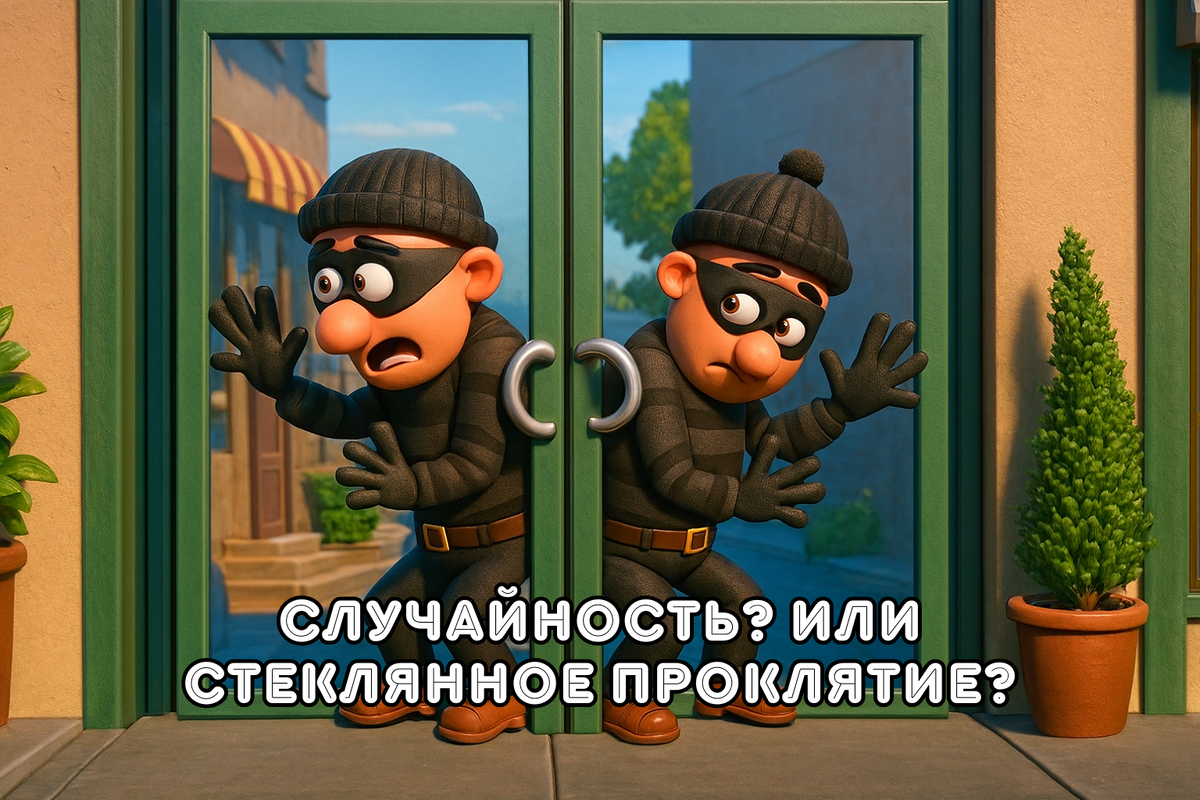 грабители застревают в стеклянной двери — дважды
