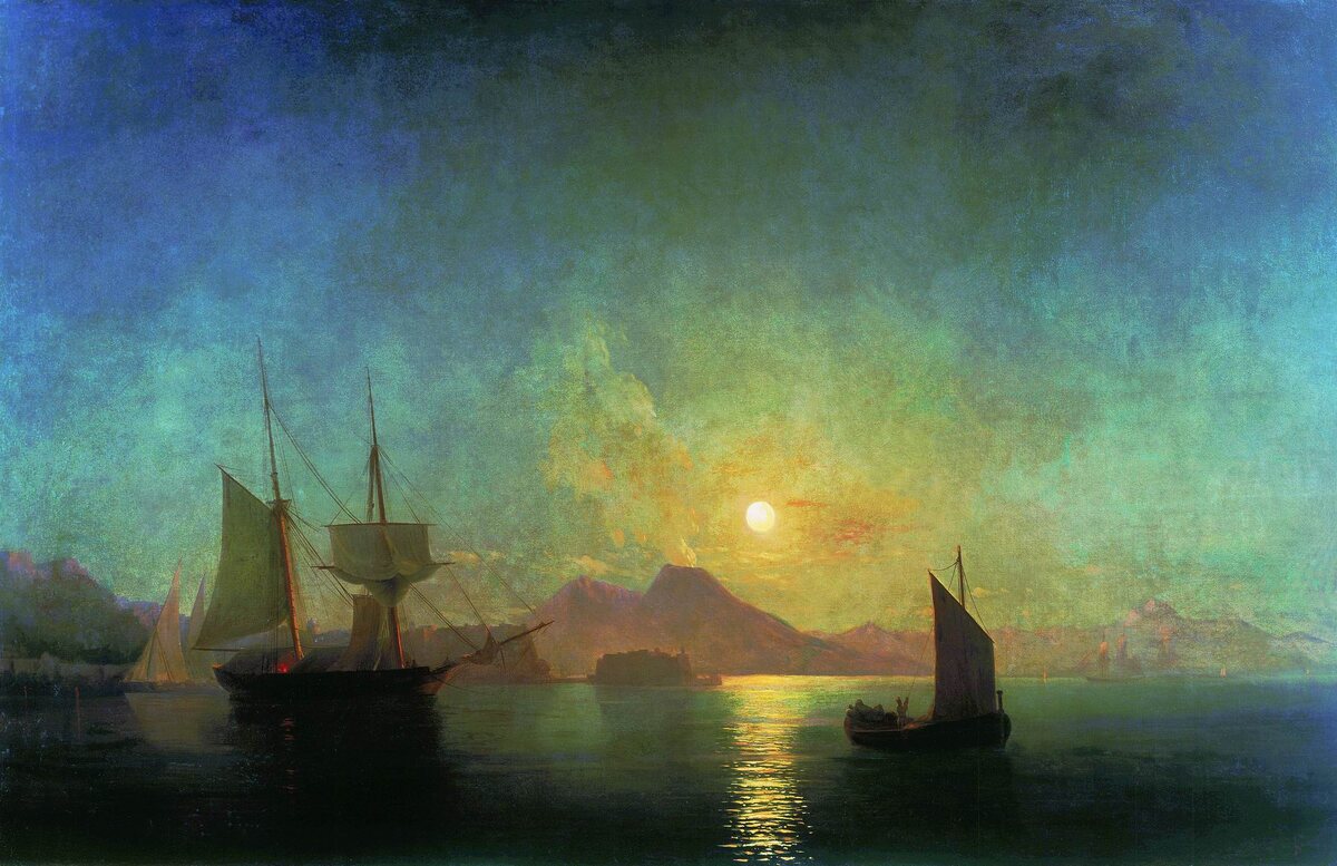 Вид на Везувий в лунную ночь, 1858, Айвазовский