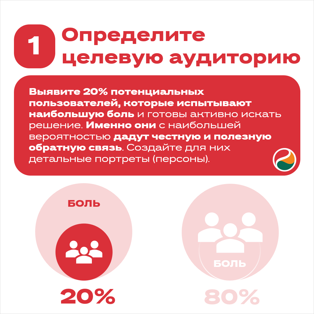 Проведите опрос или 10-15 глубинных интервью с потенциальными пользователями, чтобы выявить общие черты, цели и проблемы. На основе этих данных создайте 1-2 детальных портрета (персоны).