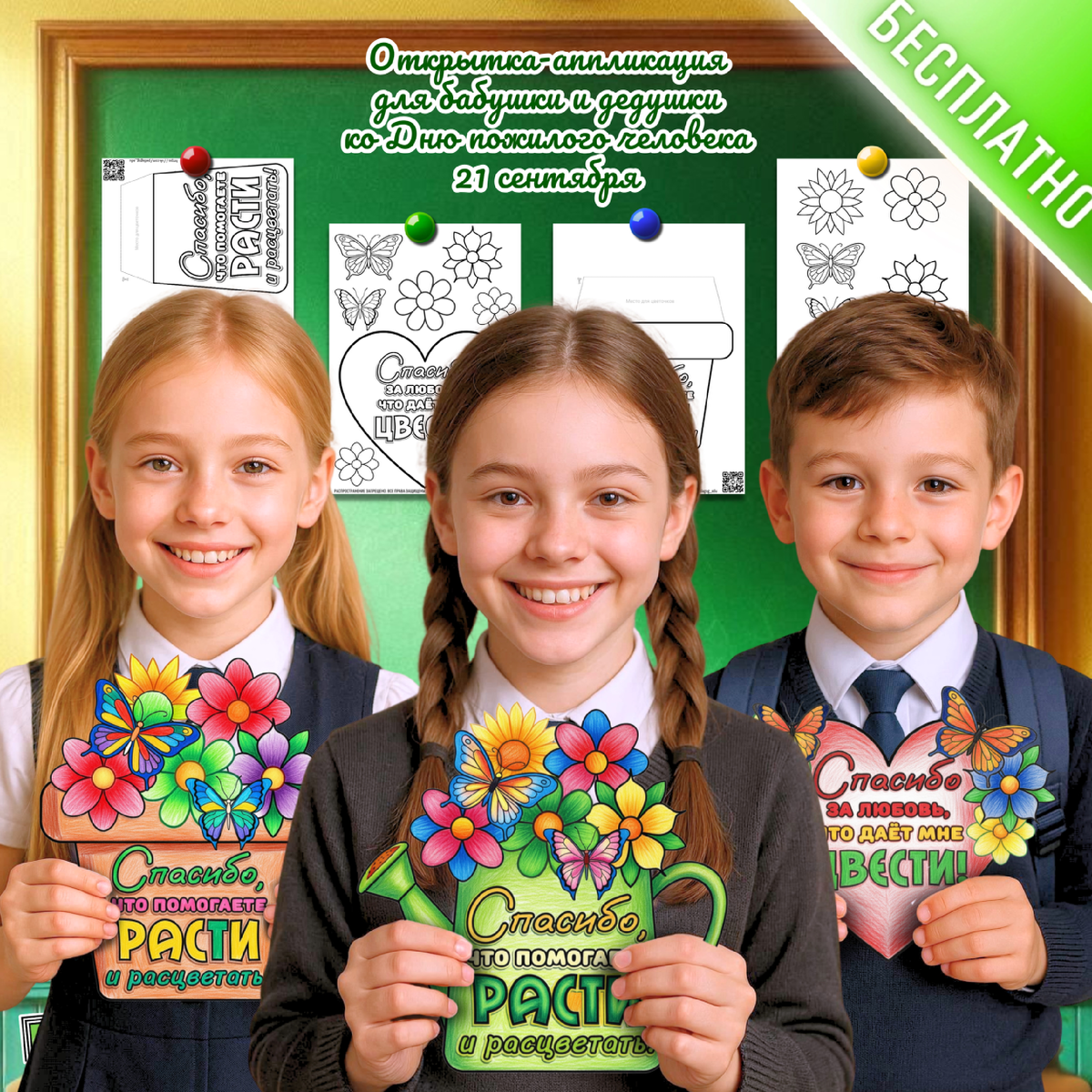 Открытка-аппликация ко «Дню пожилой людей»