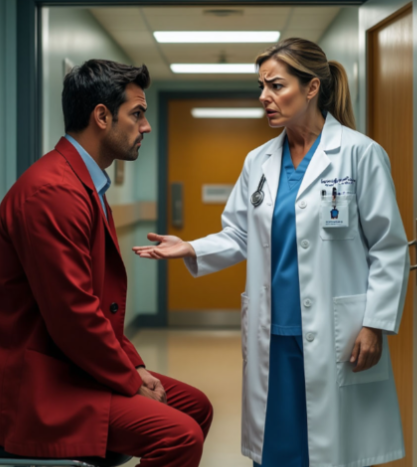 "Проведите беседу с дедом в конце концов! Он совсем не хочет лечиться"-рисунок ИИ